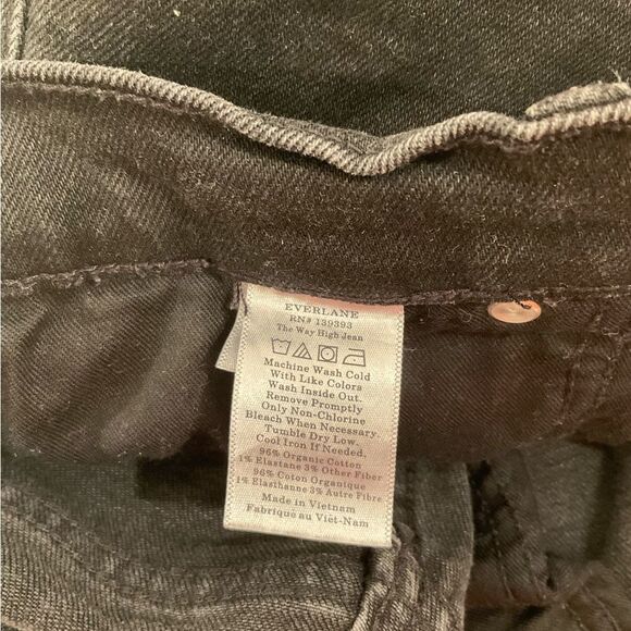 Everlane Women’s High Rise Slim Straight Ankle Jeans Size 27 Black Button Fly - Picture 9 of 14